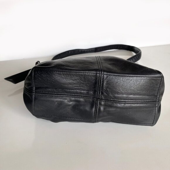 SAS Leather Bucket Handbag Shoulder Crossbody Adjustable Strap Black - Picture 4 of 16